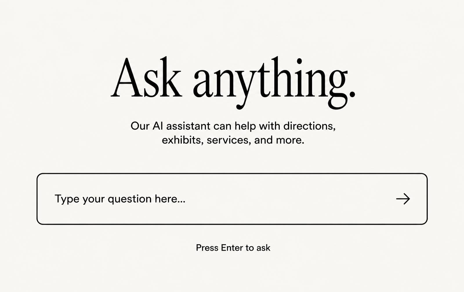 Ask Sundsvall interface with a single large question field for visitors